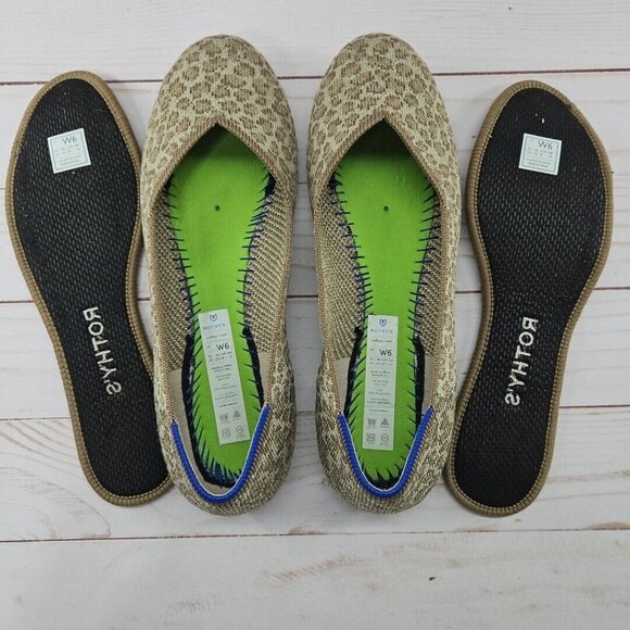 Rothys‎ The Flat Womens 6 Tan Brown Spotted Leopard Slip On Ballet Flats Shoes - Picture 7 of 9